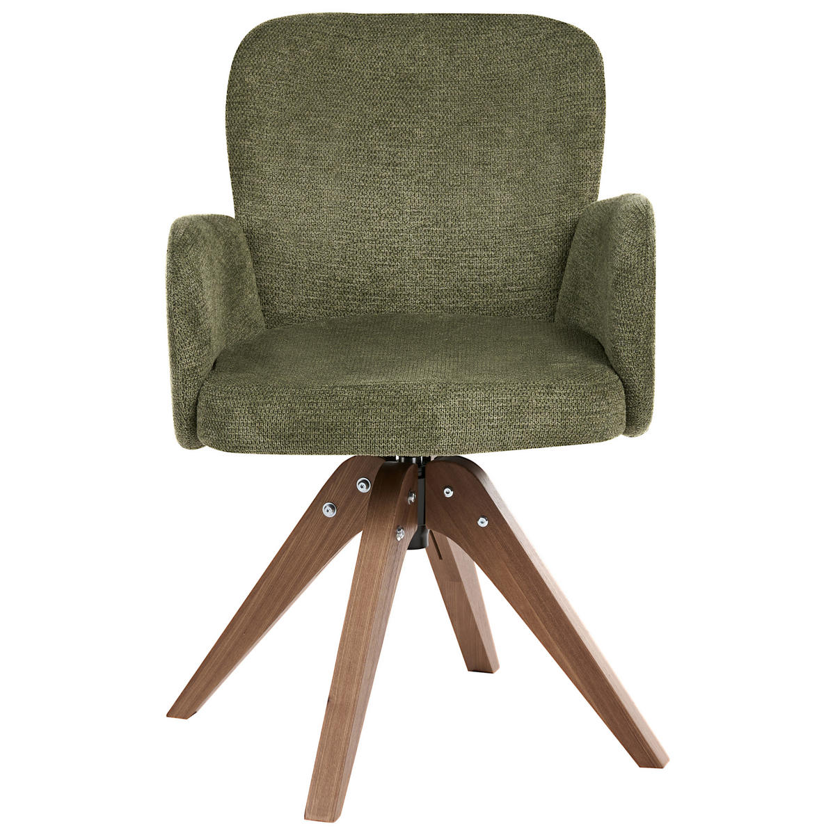 ESSZIMMERSTUHL 2er Set drehbar Stoff Grün Jean - Braun/Grün, Holz/Textil (64/82/70cm) - Beliani