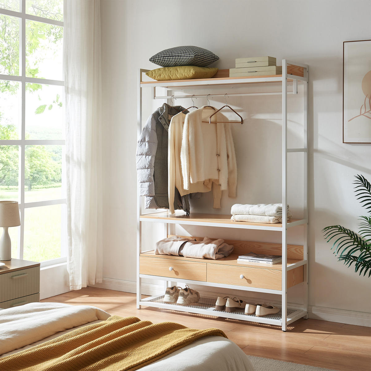 GARDEROBENSTÄNDER Isen - Eichefarben/Weiß, Holzwerkstoff/Metall (120/180/40cm) - [en.casa]