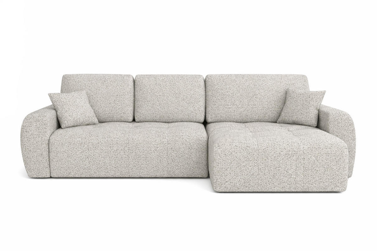 ECKSOFA Mit Schlaffunktion Und Bettkasten L-Form Ivo L, Chenille-Stoff Artico, Nata, Rechts - Beige, Holz (250/142cm) - Kaiser Möbel