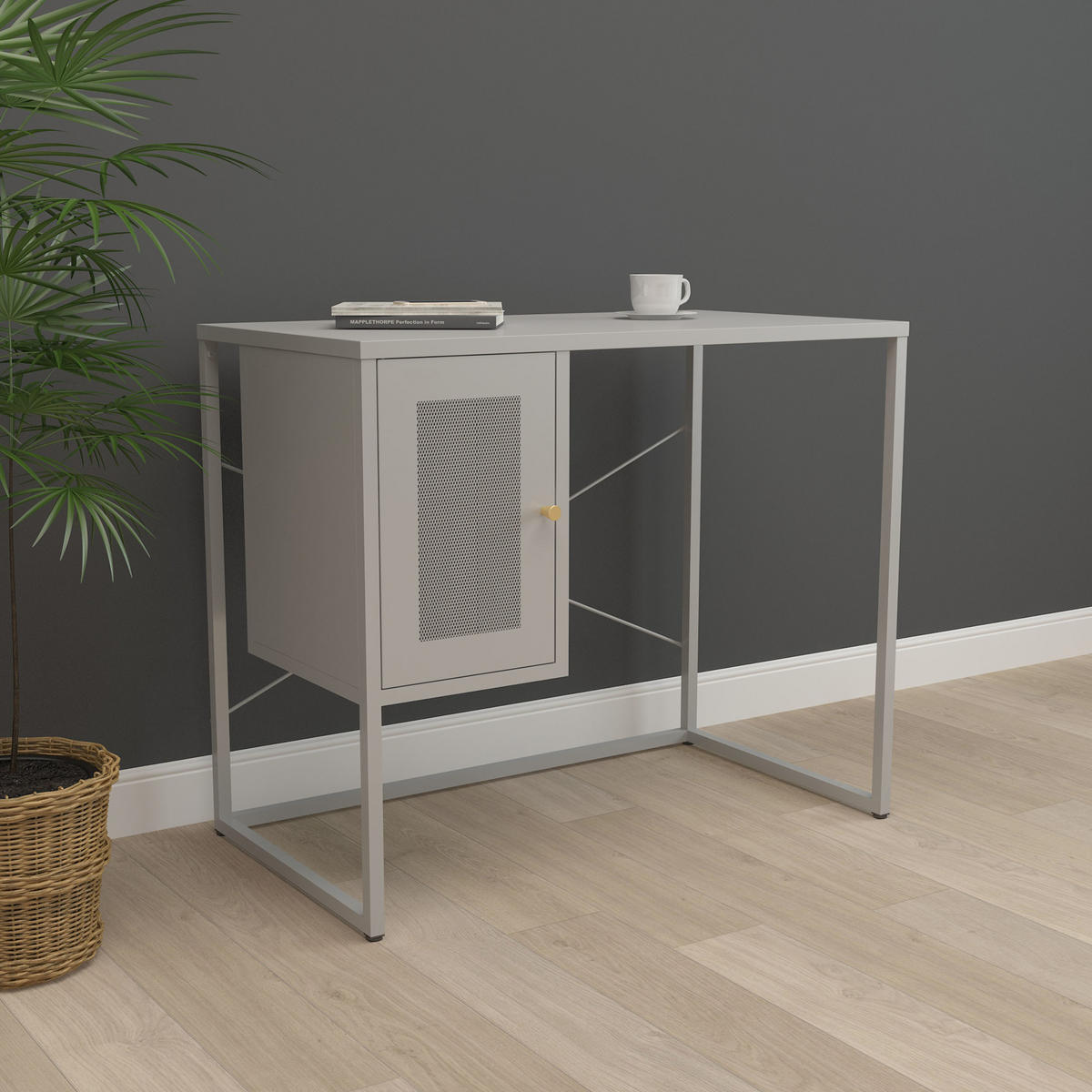 SCHREIBTISCH Sund - Grau, Metall (50/100/75cm) - [en.casa]
