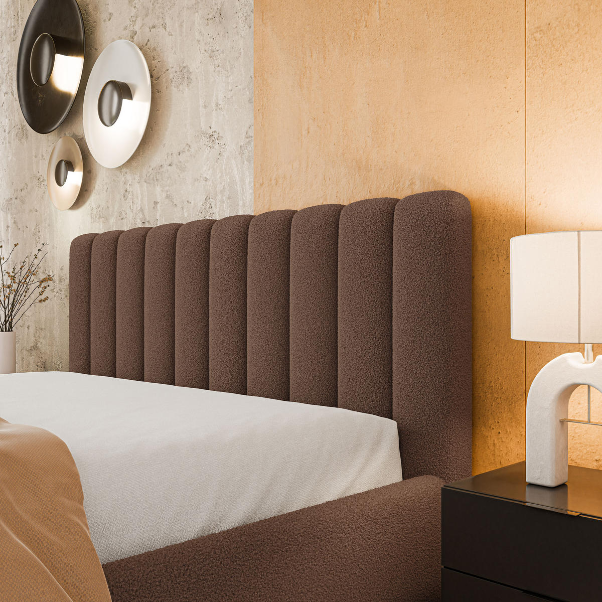 POLSTERBETT DINESE Q 180x200 cm mit Bettkästen - Braun - Braun, Holz (180/200cm) - MASSENO
