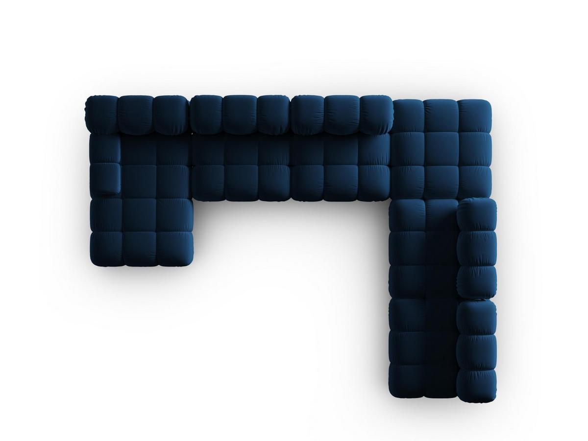 MODULARES-PANORAMASOFA rechts Bellis aus Samt königsblau 7 Sitzplätze - Blau, Textil (282/63/379cm) - Micadoni