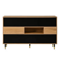 SIDEBOARD Holz Schwarz 2 Schubladen Türen Mittelfach Modern - Multicolor, Holzwerkstoff (140/84.5/40cm) - FLIEKS