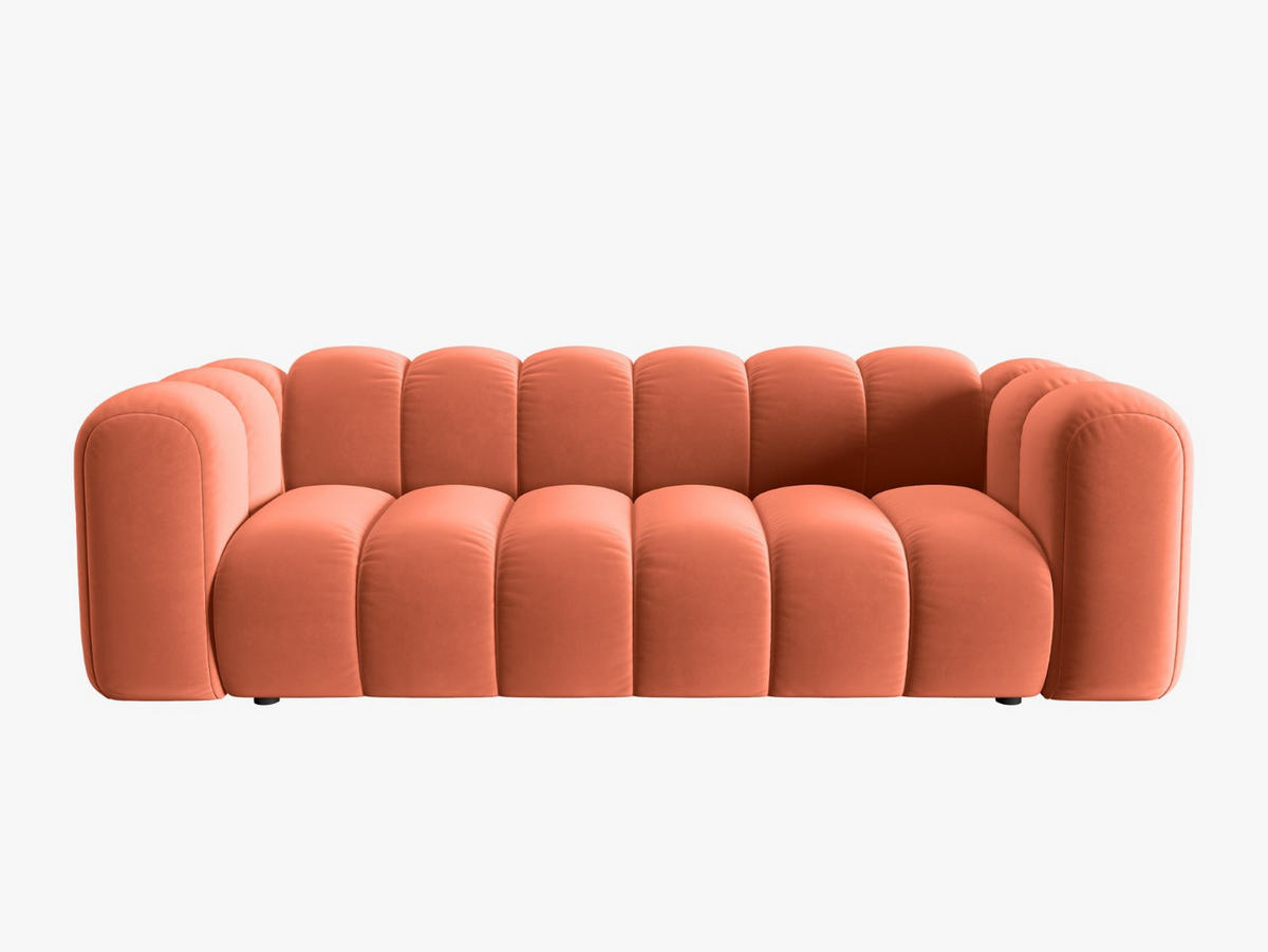 SOFA Lupine aus Samt koralle 3 Sitzplätze - Koralle, Textil (95/70/230cm) - Micadoni