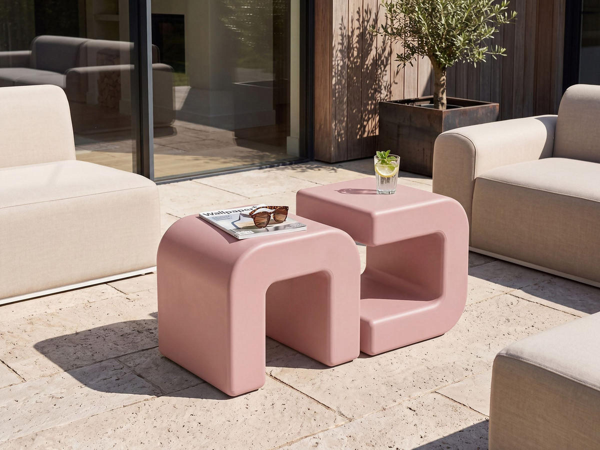 BEISTELLTISCH 2er-Set Rosa - Pink, Kunststoff (41/45/40cm) - Beliani
