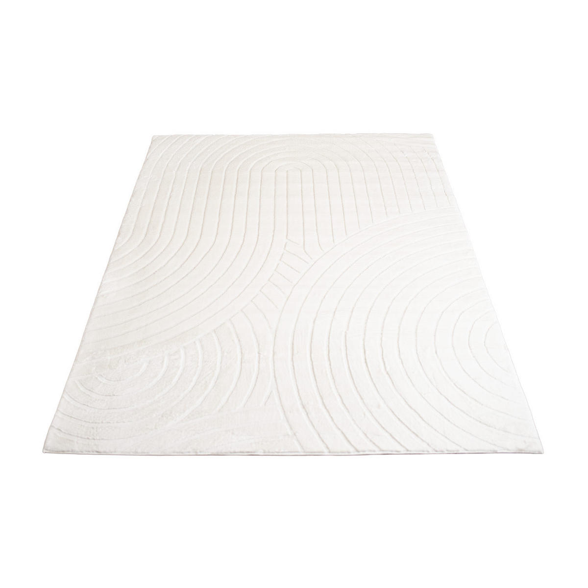 KURZFLOR-TEPPICH Waves 501 Weiß 120x170 cm - Weiß, Textil (120/170cm) - carpet city