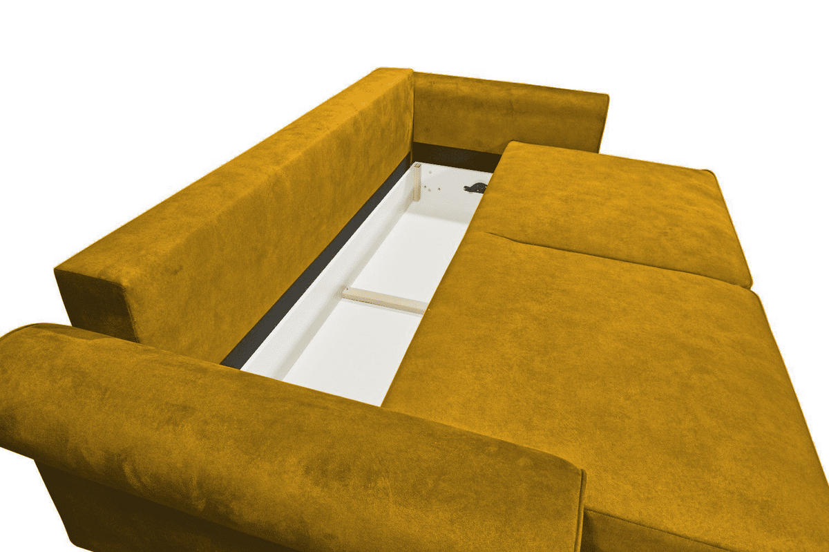2-SITZER mit Schlaffunktion und Bettkasten - Gelb/Bernsteinfarben, Kunststoff/Textil (252/102/115cm) - ed exciting design