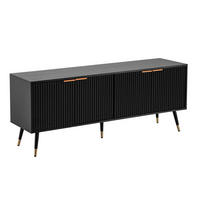 LOWBOARD Schwarz Eiche-Dekor Modern Stil 150x60x39 cm mit Türen - Schwarz, Holzwerkstoff/Metall (150/60/39cm) - KADIMA DESIGN