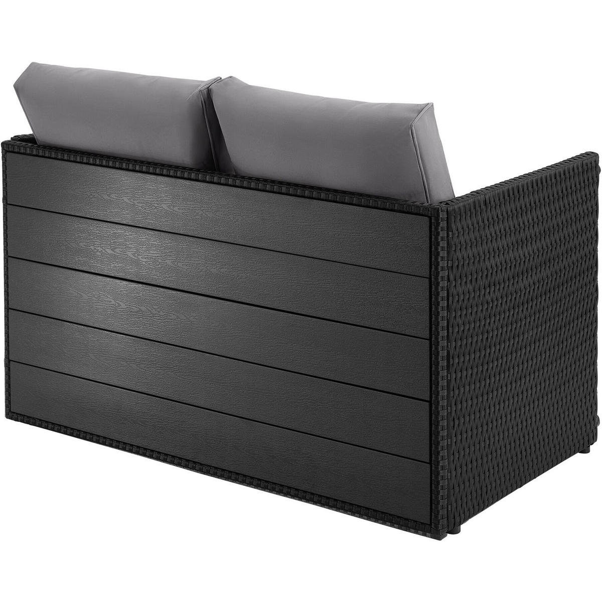 RATTANLOUNGE-SET Monopoli 2-in-1, Sofa und Sitzgruppe für 4, Polyrattan schwarz, 110 x 60 cm - Schwarz, Kunststoff - tectake