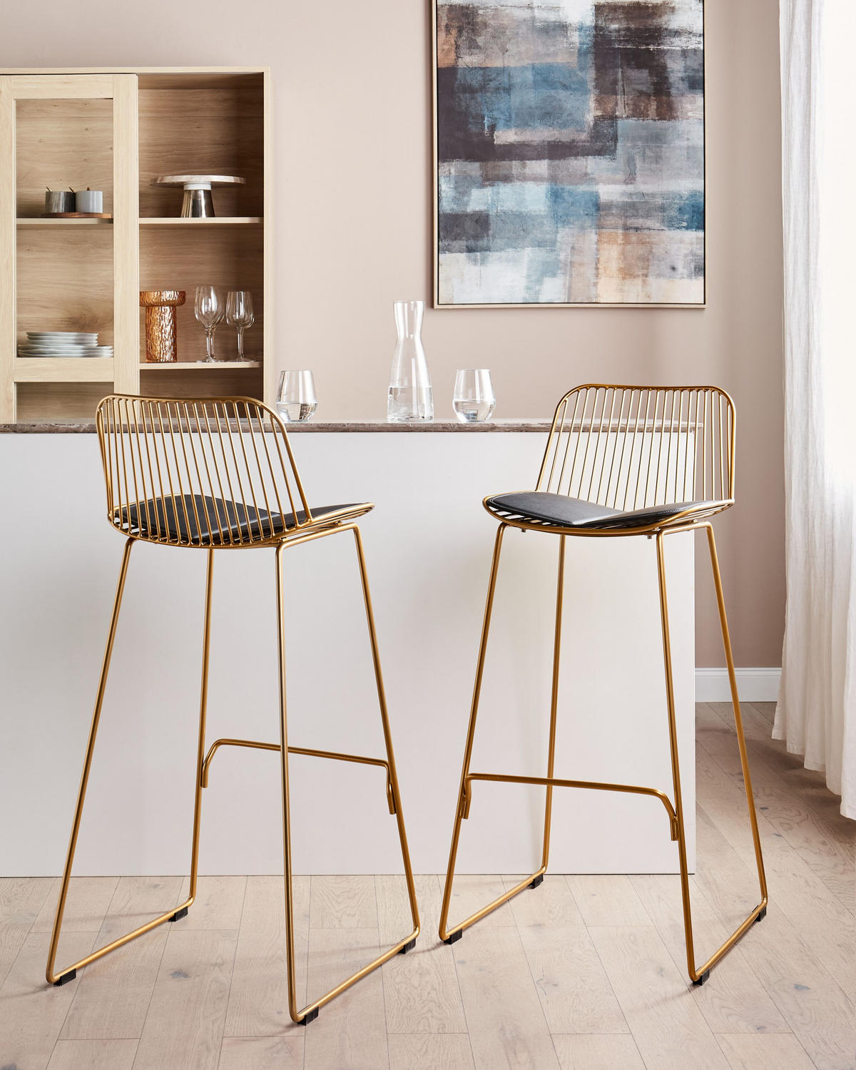 BARSTÜHLEN 2er-Set Gold Pensacola - Goldfarben/Schwarz, Metall (49/99/49cm) - Beliani