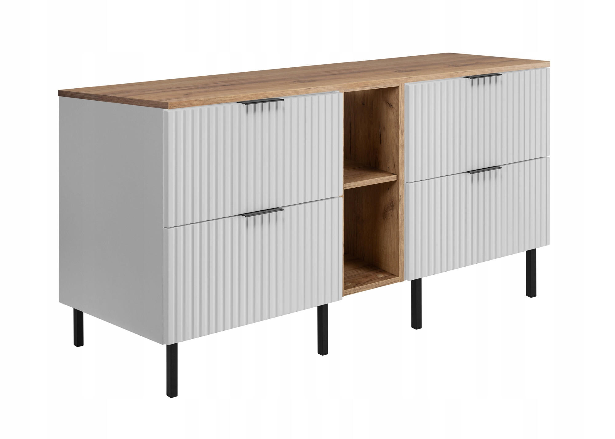 WASCHBECKUNTERSCHRANK FLOW mit Regal + Platte Eiche Craft 140/57/46 cm - Eichefarben, Holzwerkstoff (140/57/46cm) - Rodan