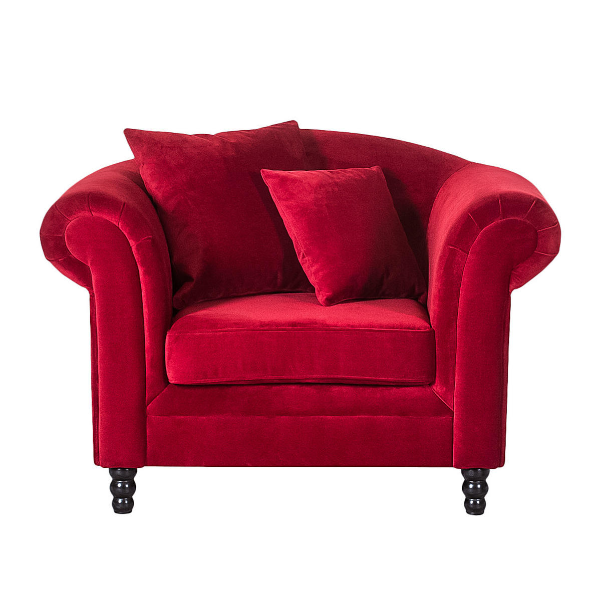POLSTERGARNITUR (3-2-1) - Samt - Rot - Rot, Holz/Textil (1/1/1cm) - home24