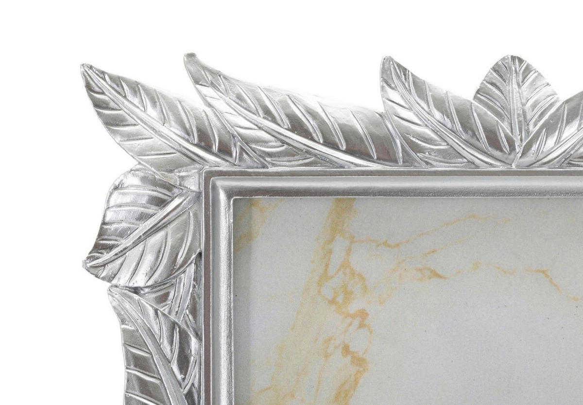 BILDERRAHMEN Leavy, Fotoformat 15 x 20 cm, silberfarben, Polyresin und Glas, Rahmen 21,2 x 1,7 x 26,8 cm - Silberfarben, Glas/Kunststoff (21.2/26.8/1.7cm) - Mauro Ferretti