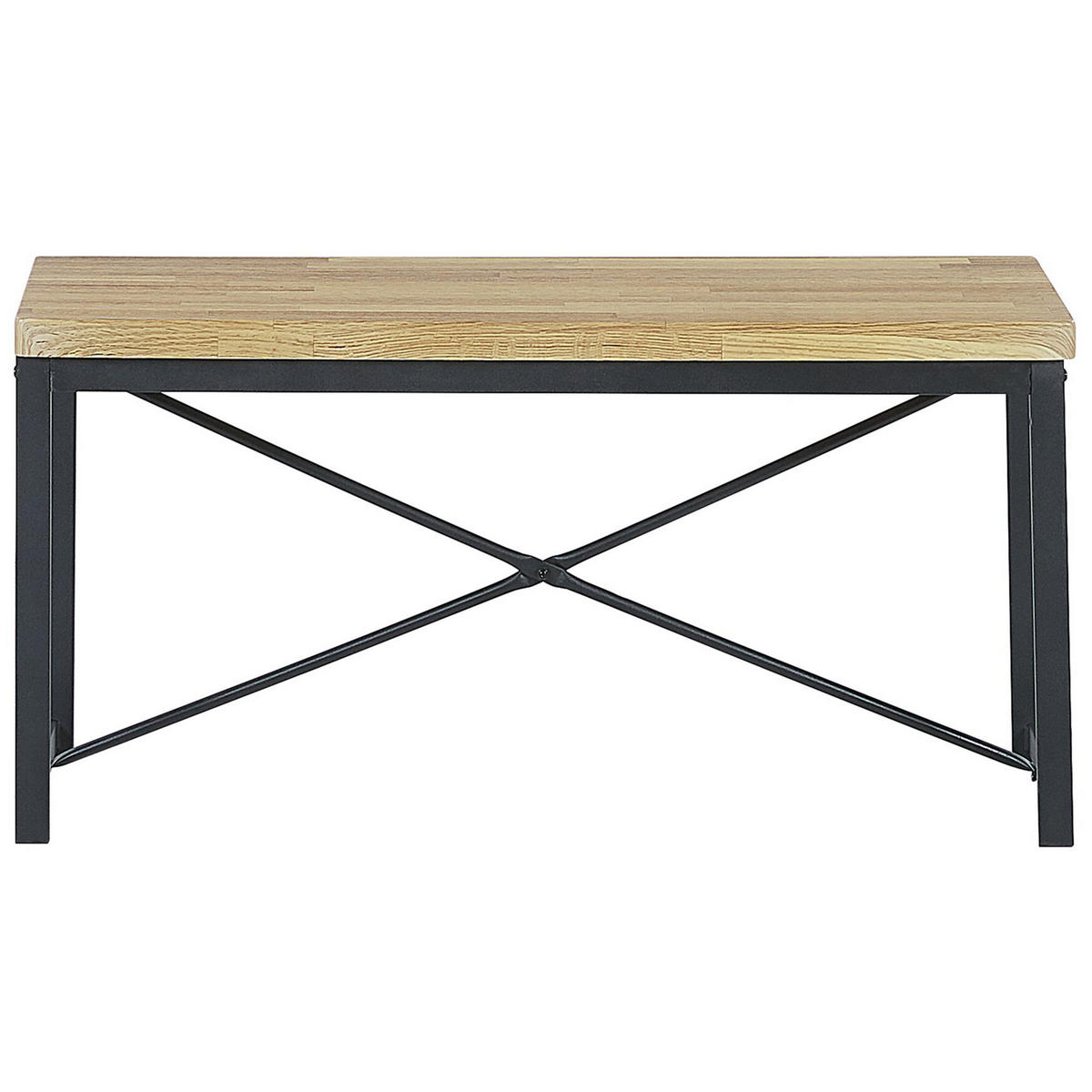 ESSGRUPPE Hellbraun, Schwarz 4-Sitzer 110/70 cm 2 Stühle und Bank Flixton - Hellbraun, Holzwerkstoff (110/86/70cm) - Beliani