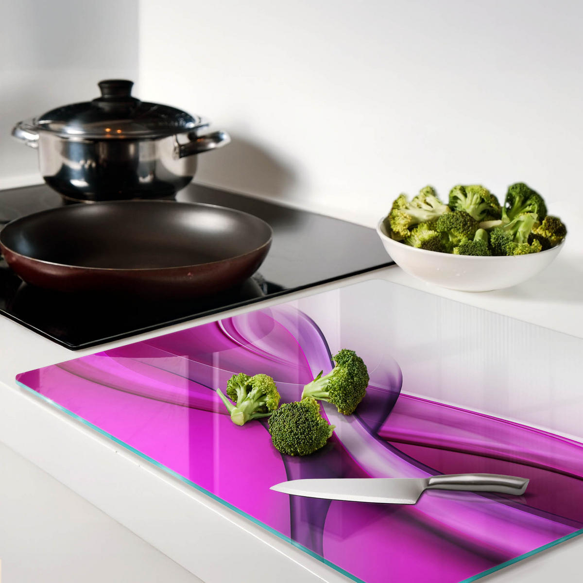 GLASPLATTE 60x52 cm Wellen - Pink, Glas (60/0.4/52cm) - TULUP