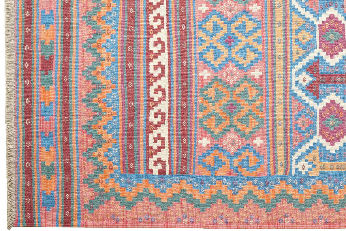 HANDWEBTEPPICH Sumak Sirdjan Kelim Bunt 218/153 cm Schurwolle - Multicolor, Textil (153/218cm) - Looma