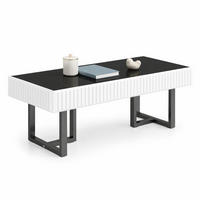 COUCHTISCH in Schwarz-Weiß mit moderner Tischplatte für stilvolle Einrichtung für Wohnzimmer, B110/T50.5/H41cm - Schwarz/Weiß, Holzwerkstoff/Metall (50.5/110/41cm) - STILVORA