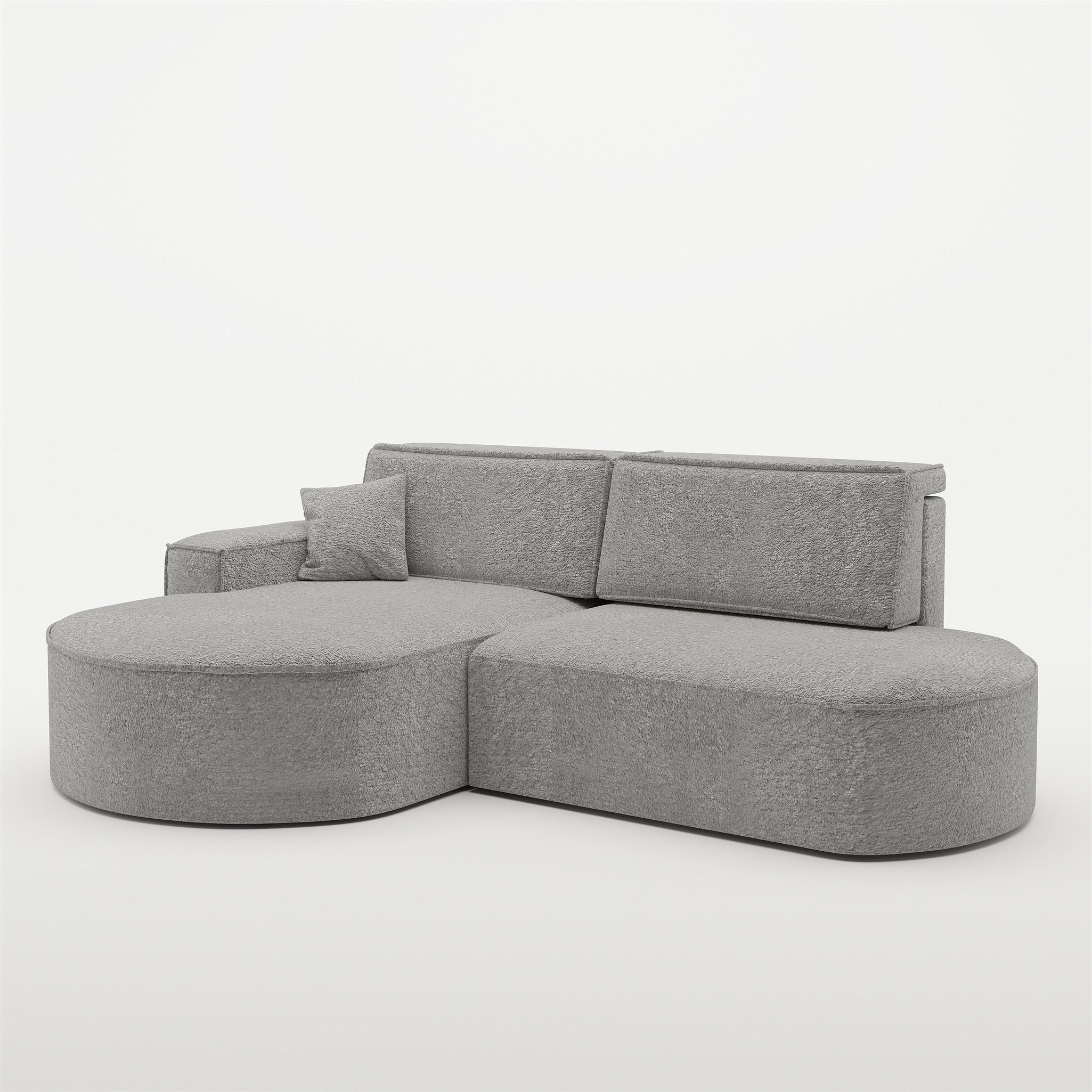 ECKSOFA Venedig Mit Schlaffunktion - Grau, Holzwerkstoff/Textil (278/179cm) - Fun Möbel