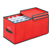 WEIHNACHTSKUGEL-AUFBEWAHRUNGSBOX - Rot, Wellpappe/Kunststoff (30/30/60cm) - Relaxdays