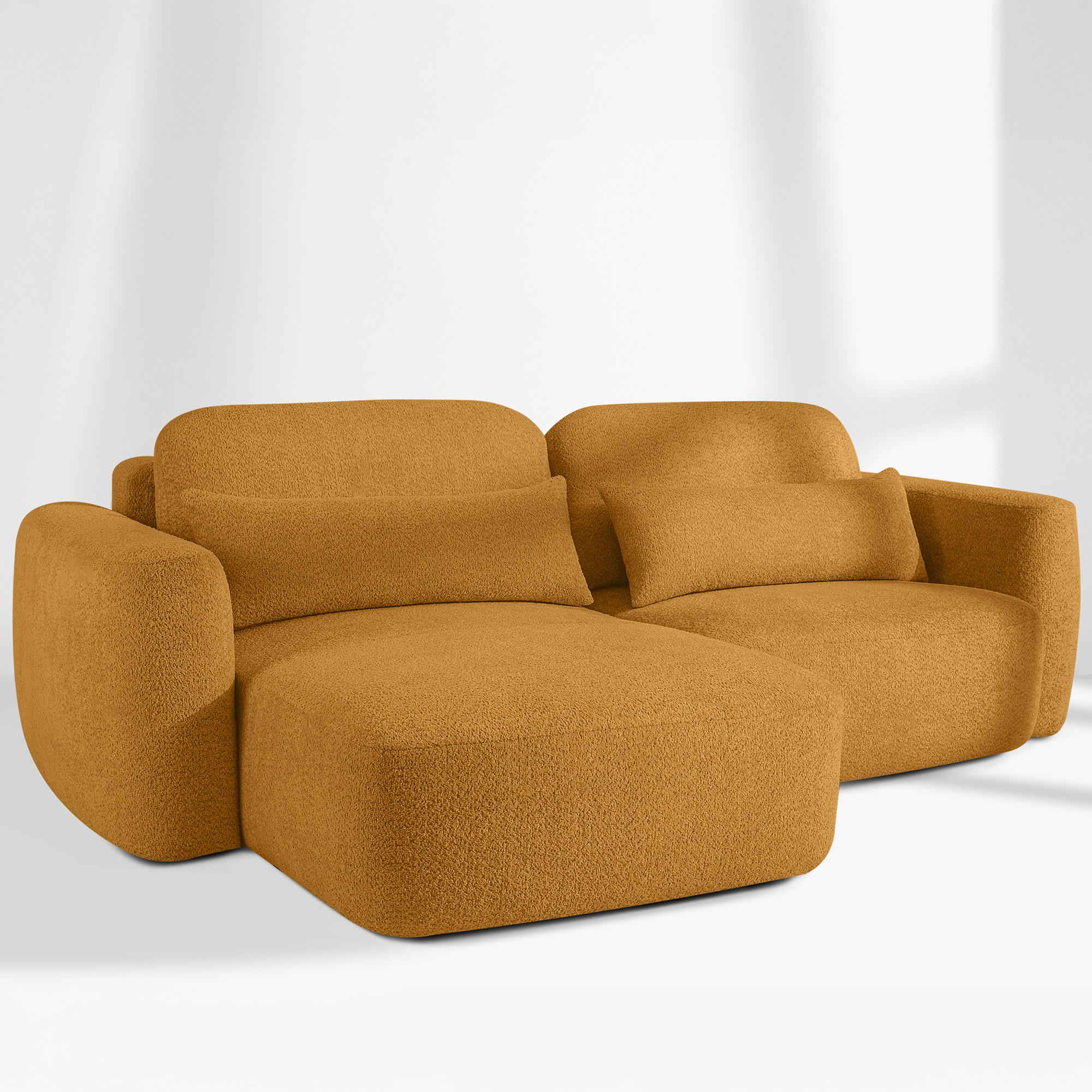ECKSOFA links ELOSA - Honig, Holz/Textil (245/165cm) - KONSIMO®