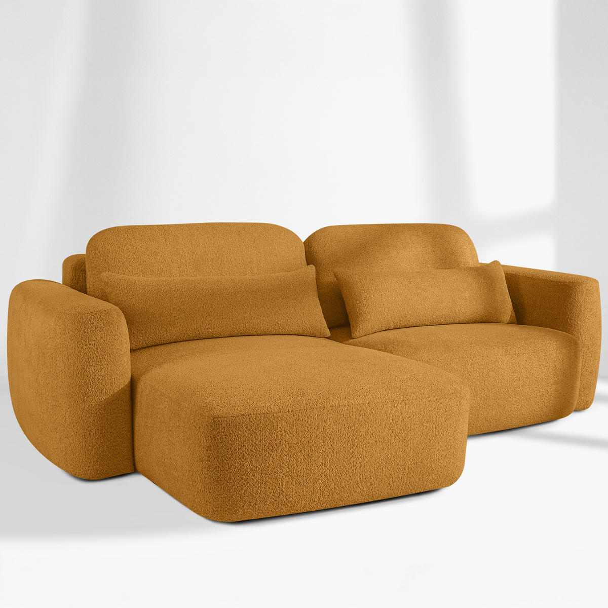 ECKSOFA links ELOSA - Honig, Holz/Textil (245/165cm) - KONSIMO®