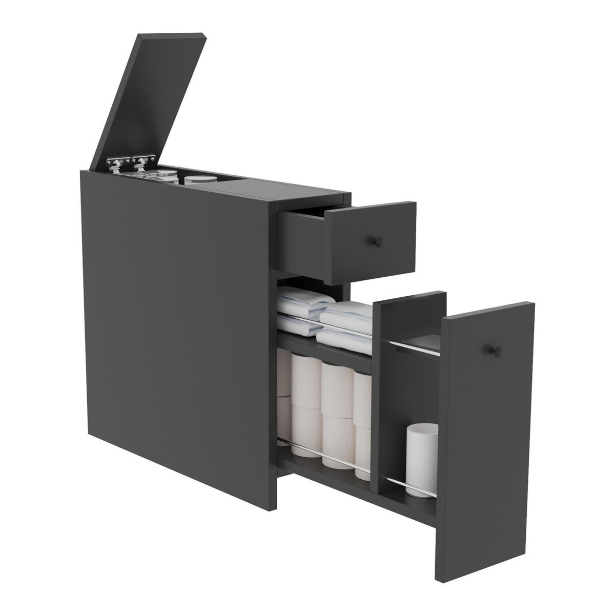 BADEZIMMERSCHRANK Birkenes - Anthrazit, Holzwerkstoff (19/55/60cm) - [en.casa]