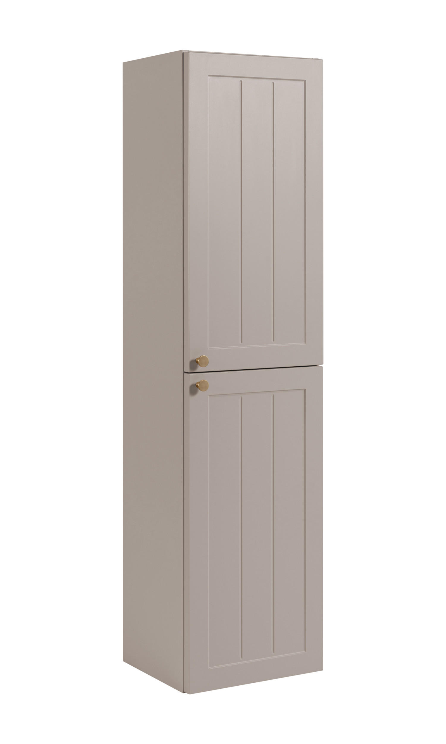 BADEZIMMERSCHRANK, Kaschmir, 35 x 136 x 27 cm, goldener Griff - Beige/Goldfarben, Holzwerkstoff/Metall (35/136/27cm) - 3XE LIVING