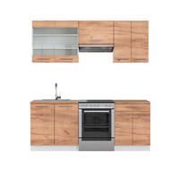 KÜCHENZEILE Fame-Line Goldkraft Eiche/Weiß 200 cm, AP Eiche - Honigeiche/Eiche Wotan, Holzwerkstoff (200/81.6/60cm) - Vicco
