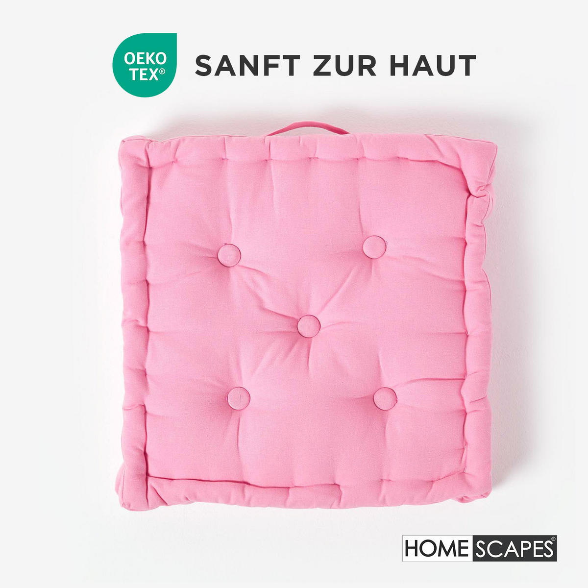SITZKISSEN rosa 40/40/8 cm – Bodenkissen unifarben - Hellrosa, Textil (40/40/8cm) - Homescapes