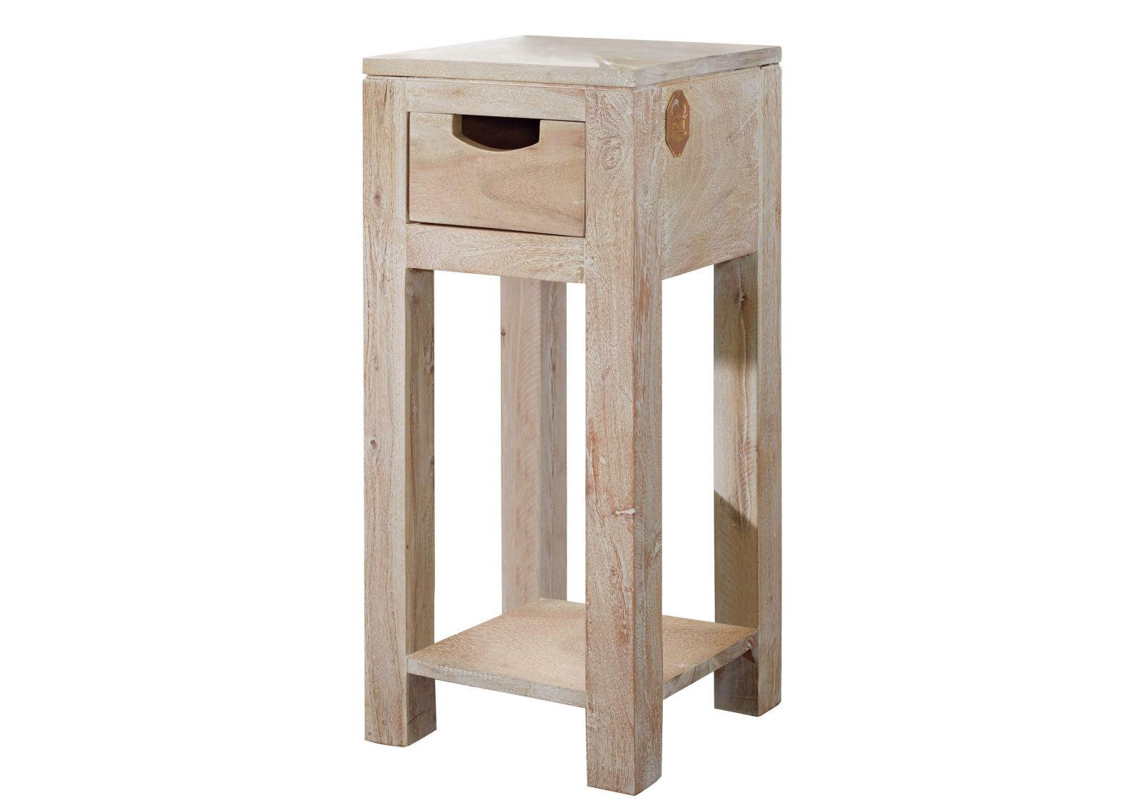 BEISTELLTISCH Akazie 29x29x65 white stone getüncht NATURE WHITE #31 - Beige, Holz (29/29/65cm) - Massivmoebel24