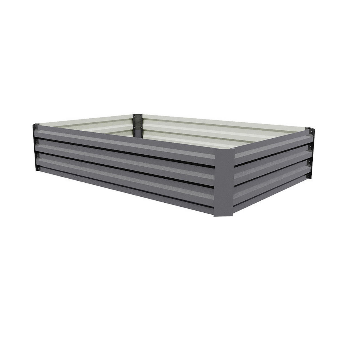HOCHBEET-PFLANZKASTEN aus verzinktem Stahl in Grau Creme Quadratische für Garten Balkon 120x90x30cm 5,2 kg - Grau, Metall (90/30/120cm) - Livingandhome