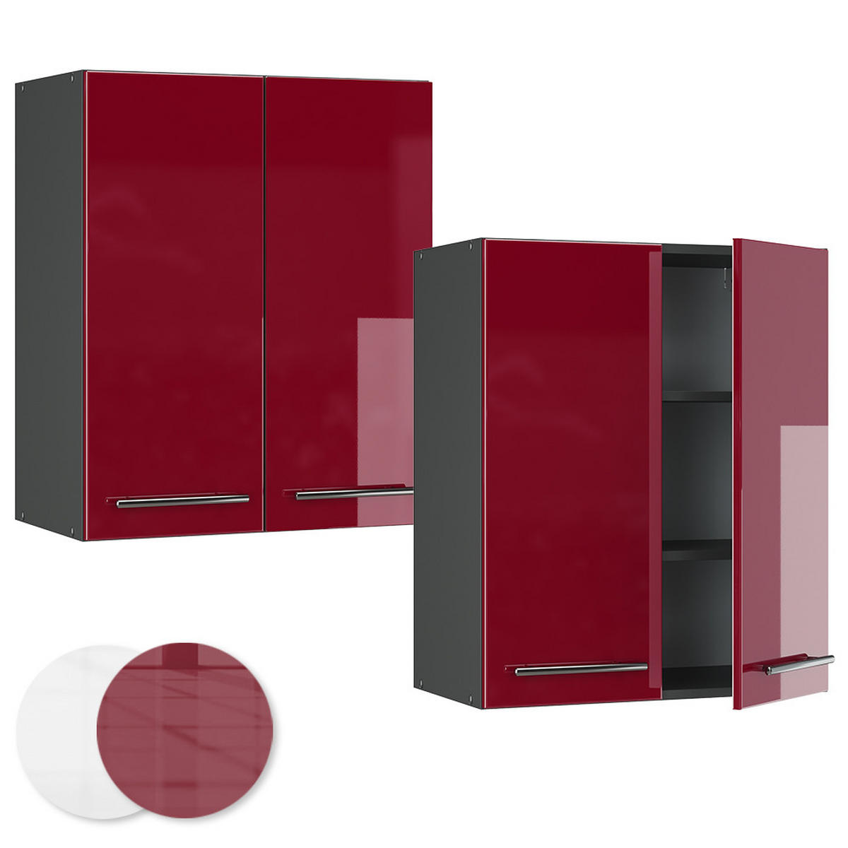 HÄNGESCHRANK Fame-Line Bordeaux Hochglanz 60 cm - Bordeaux/Anthrazit, Holzwerkstoff (60/72/34.1cm) - Vicco