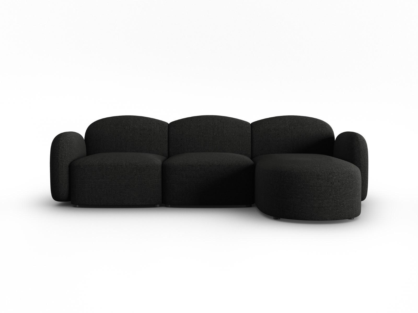 ECKSOFA rechts Blair aus Chenille-Stoff mischung schwarz 4 Sitzplätze - Schwarz, Textil (155/272cm) - Micadoni