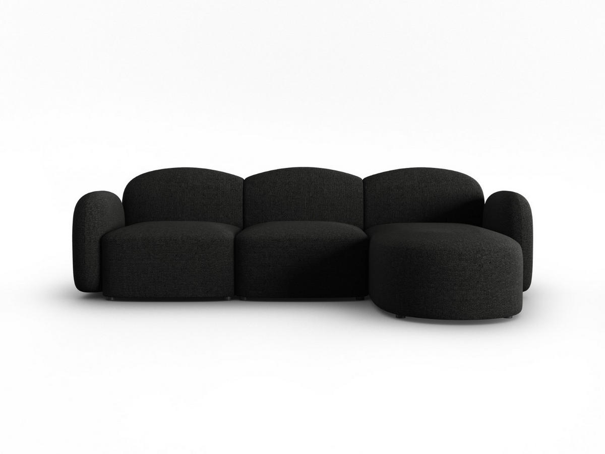 ECKSOFA rechts Blair aus Chenille-Stoff mischung schwarz 4 Sitzplätze - Schwarz, Textil (155/272cm) - Micadoni