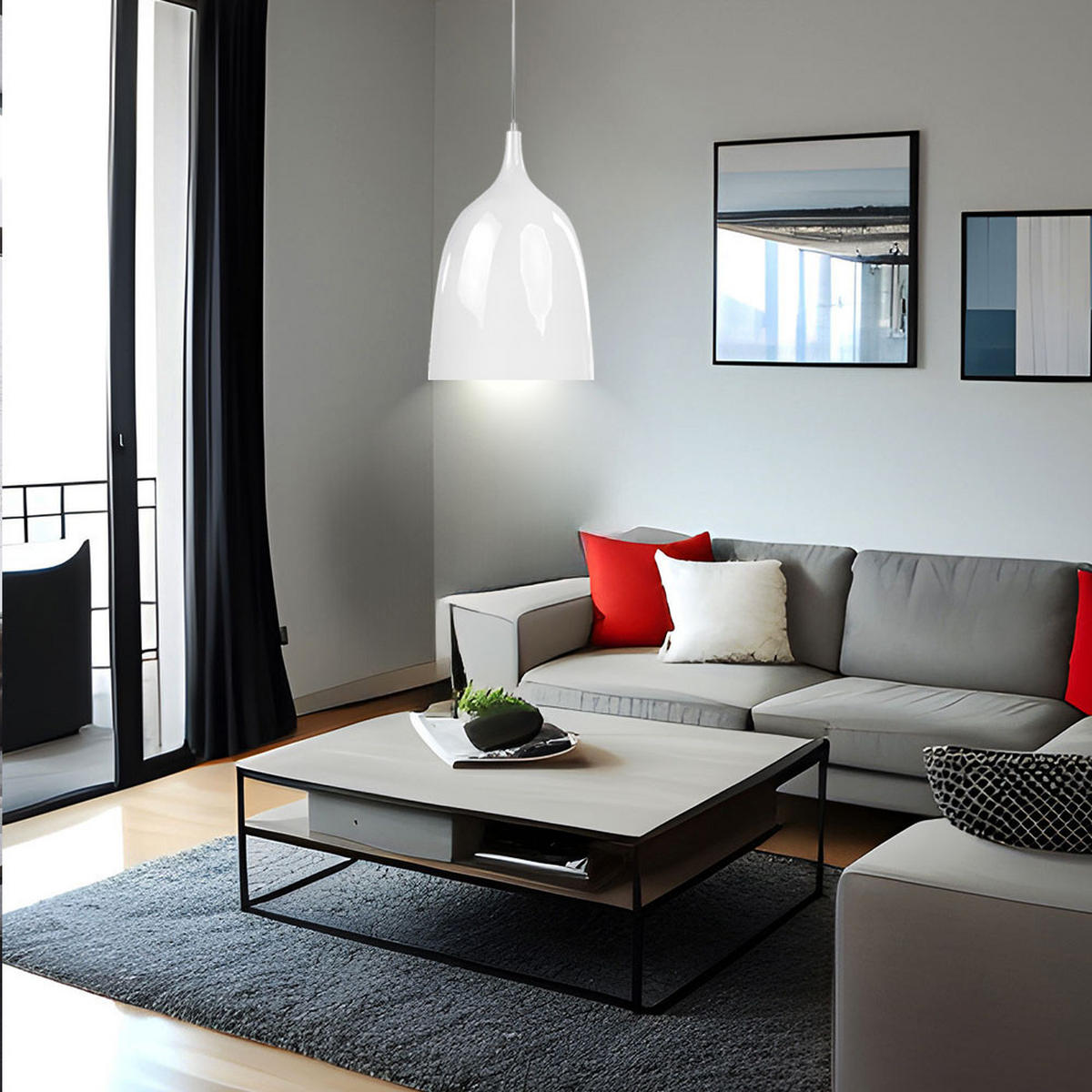 HÄNGELEUCHTE JOE Weiß Silber - Weiß, Metall (27/27/110cm)