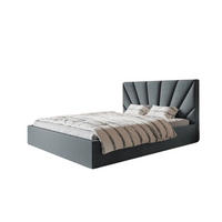 POLSTERBETT SLIM 3 mit Kopfteil, 180x200 cm, Doppelbett mit Bettkasten und Lattenrost aus Holz, Velourstoff, Farbe: Dunkelgrau - Grau, Holz/Textil (180/200cm) - Sepro Meble
