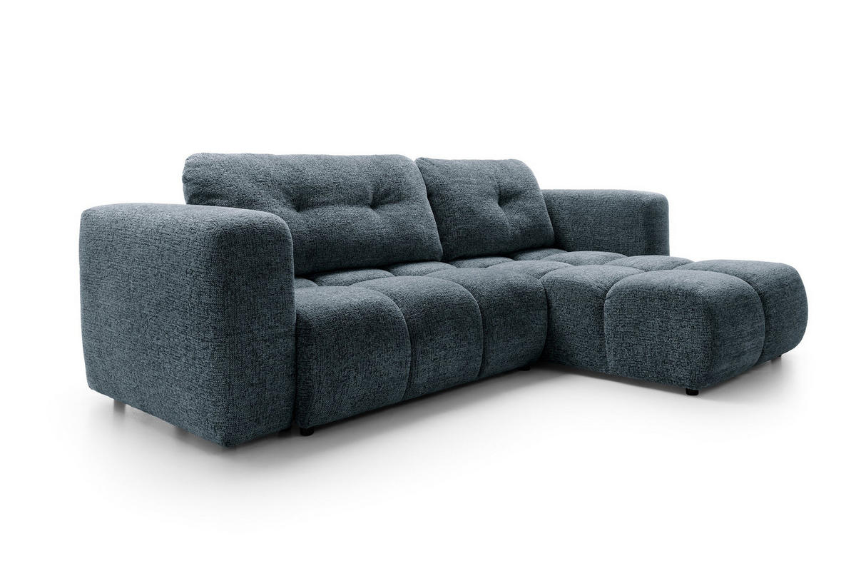ECKSOFA ARTE 02 Dunkelblau Chenille mit Schlaffunktion - Dunkelblau, Holz (273/176cm) - MASSENO