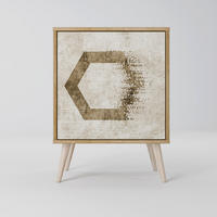 SIDEBOARD HEXAGONAL SHAPES, Eichefarben, 57,5x42x77,5 cm, Schräge Buchenholzfüße - Eichefarben/Buchefarben, Holzwerkstoff/Buchenholz (57.5/77.5/42cm) - SpaceRebels
