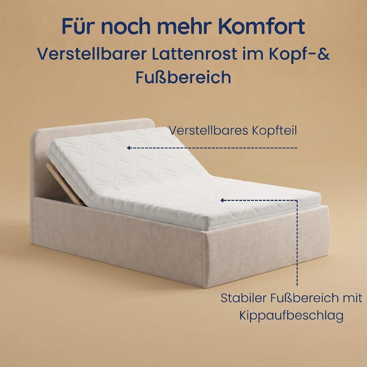 POLSTERBETT VARDO-Stoff 140x200 cm in Beige - Beige, Textil (140/200cm) - Home Collective