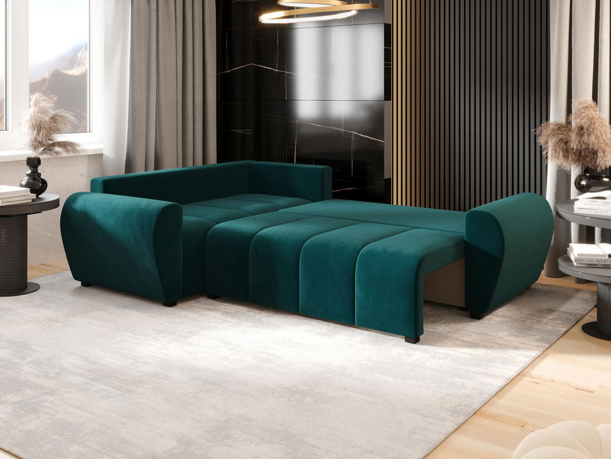 ECKSOFA MOLISA L PLUS Itaka 39 Rechts mit Schlaffunktion - Türkis, Textil (235/175cm) - Bedante