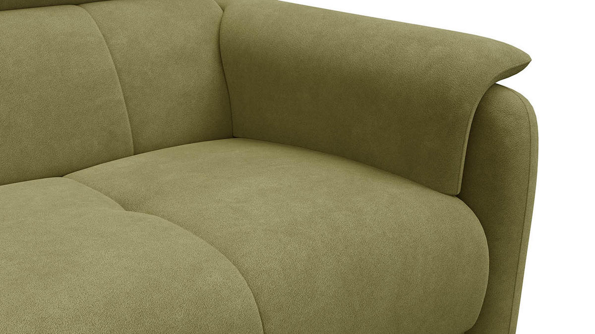 SOFA RODEN 3-Sitzer, olive, Veloursstoff - Grün, Holz/Textil (194/82/103cm) - Wozimo