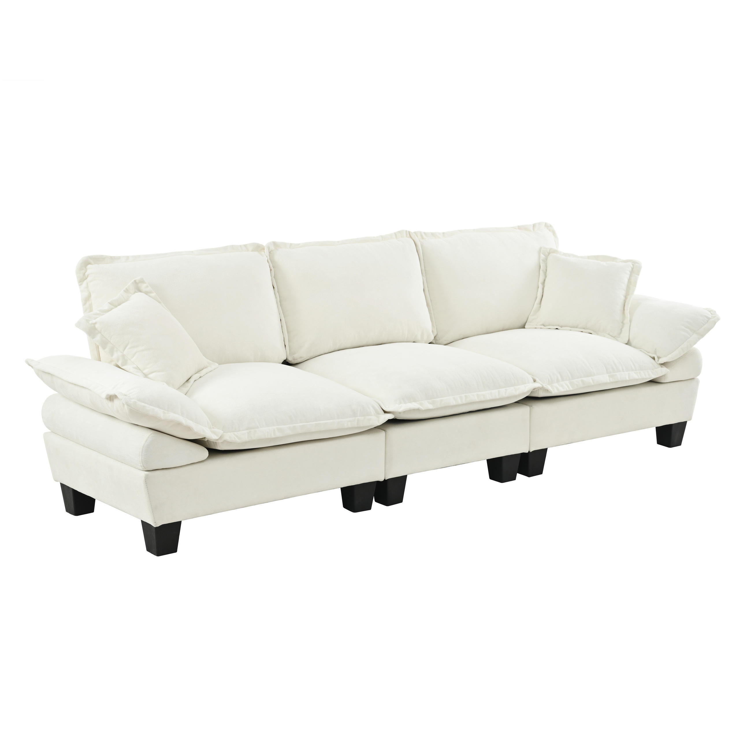 3-SITZER-SOFA DE-34662 Segelboot-Design Beige - Beige, Holzwerkstoff (82/90/263cm) - ComfortXL