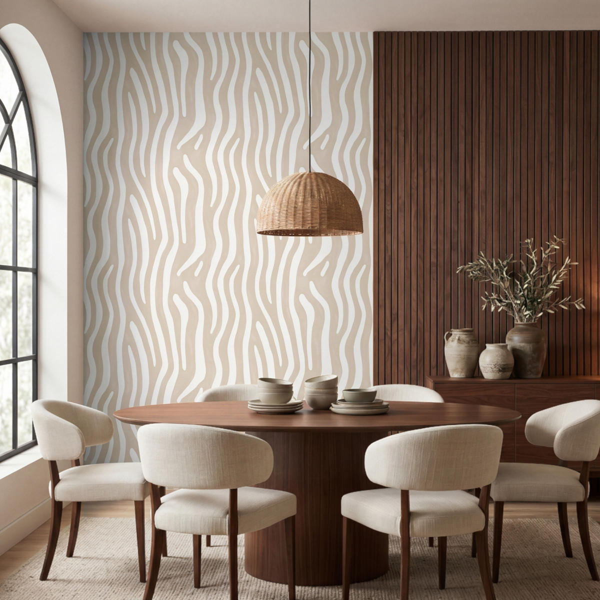 TAPETE - Abstrakt - Zebra - Beige - 180x280 cm - Beige, Papier (180/280cm) - OnlyWow