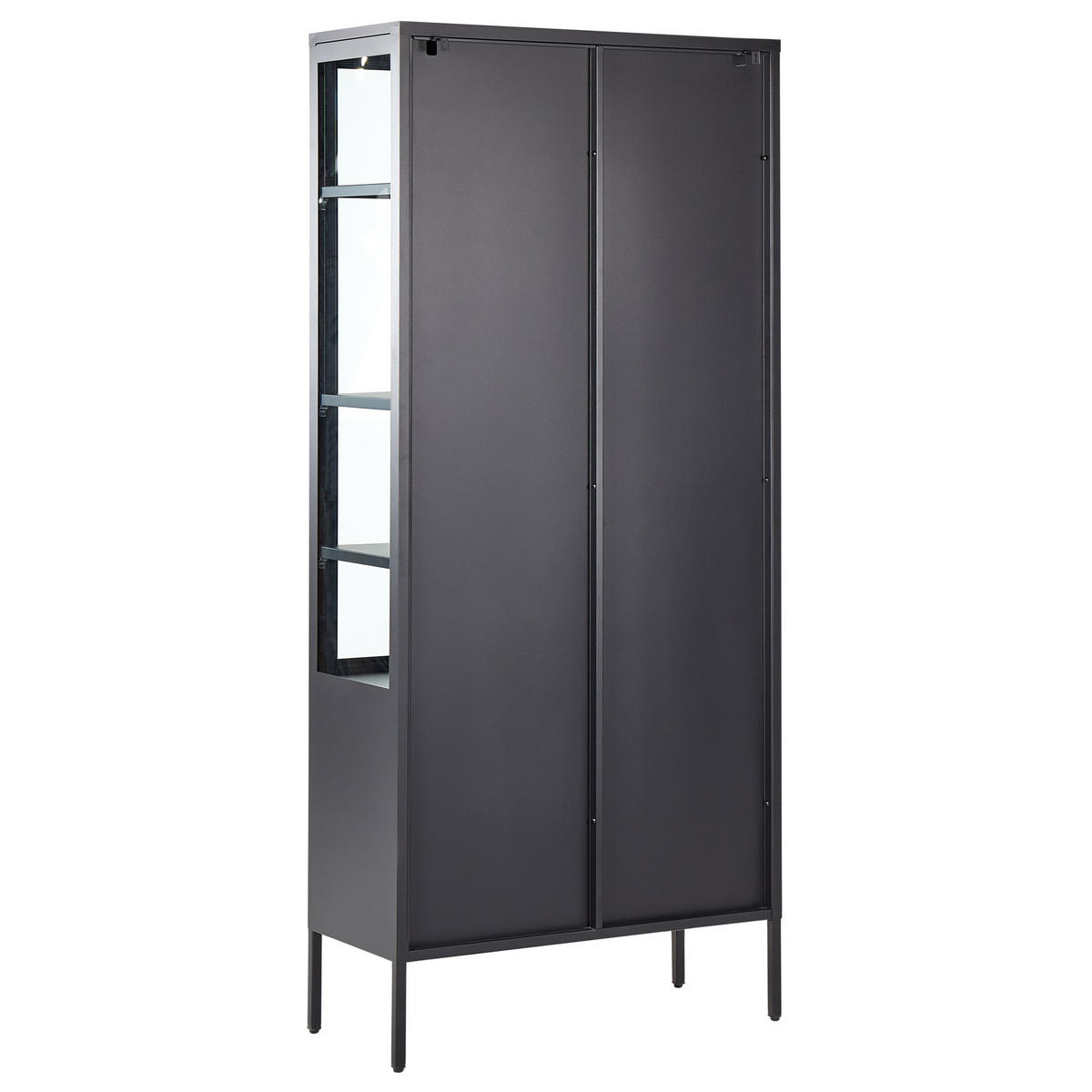 VITRINE Schwarz Oxted - Schwarz, Metall (80/180/35cm) - Beliani