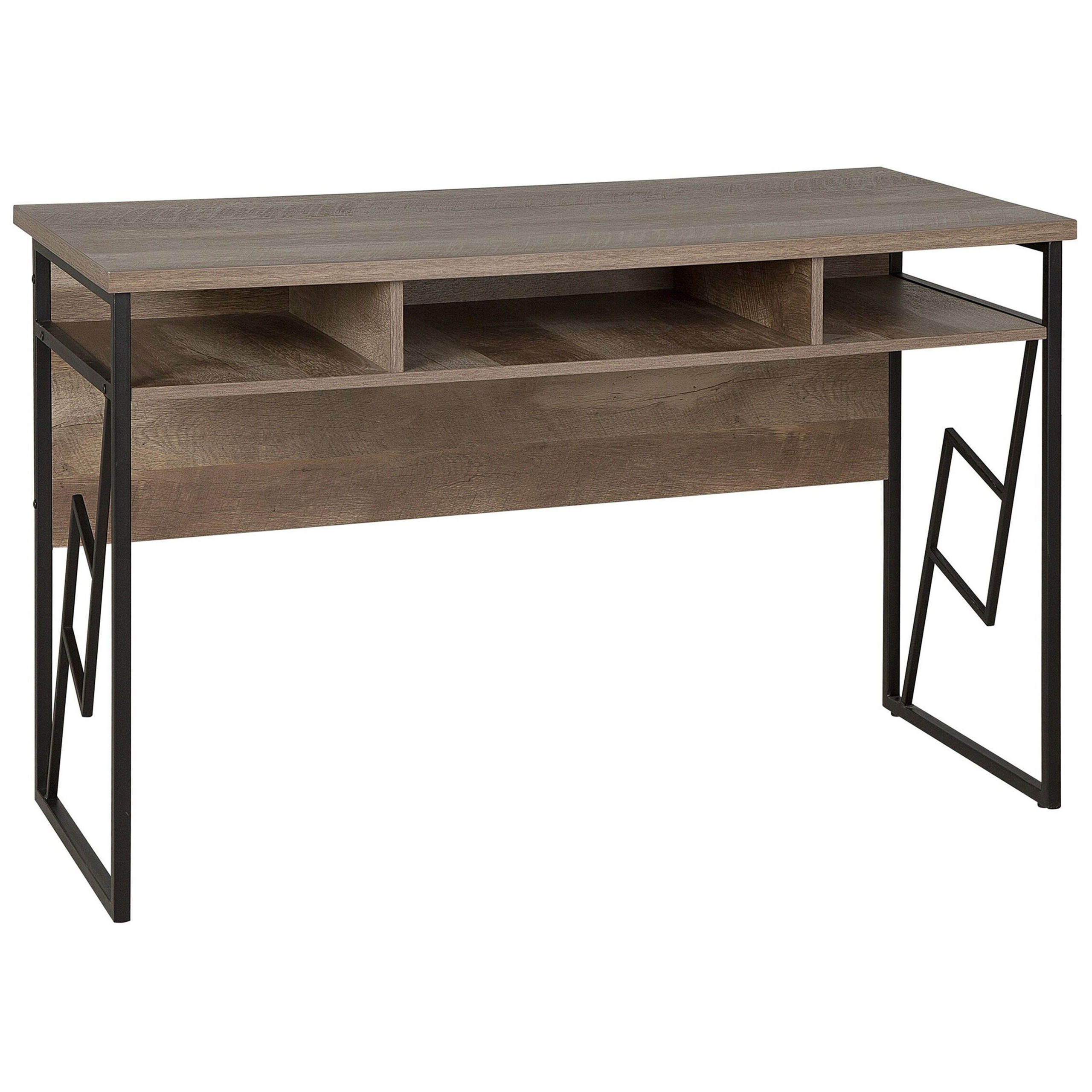 SCHREIBTISCH dunkler Holzfarbton 120/60/76 cm Forres - Dunkelgrau, Holzwerkstoff (60/120/76cm) - Beliani