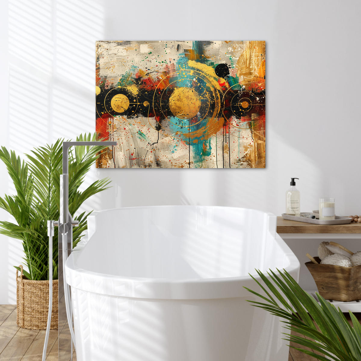 OBRAZ NA PLÁTNE Abstraktné - umenie - zlaté - moderné 70x50 cm - viacfarebná, textil (70/50cm) - MuchoWow