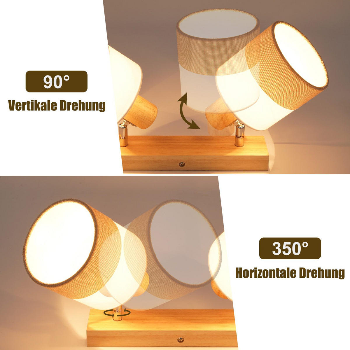 DECKENLEUCHTE FORRESTE II 16/28/13 cm - Braun, Textil (28/16/13cm) - Nettlife