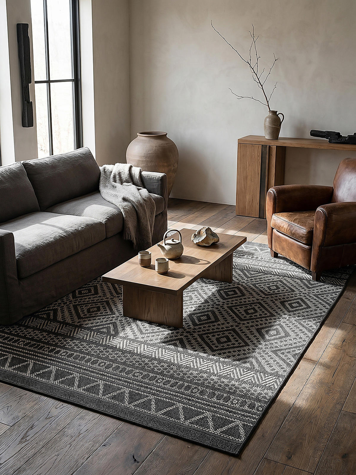 FLACHWEBTEPPICH Berber ESERA Polypropylen Anthrazit 120 x 160 cm - Anthrazit, Textil (120/160cm) - KADIMA DESIGN