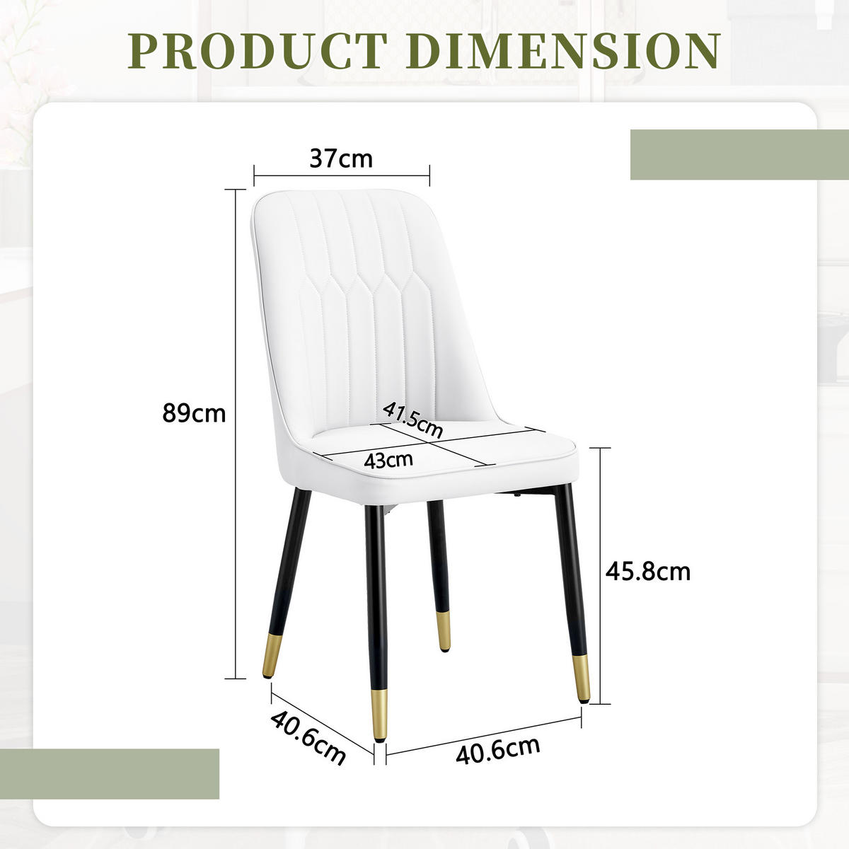 STUHL-SET DE-36511 2 Stück mit PU-Bezug und Metallbeinen Weiß - Weiß, Metall (41.5/89/43cm) - ComfortXL