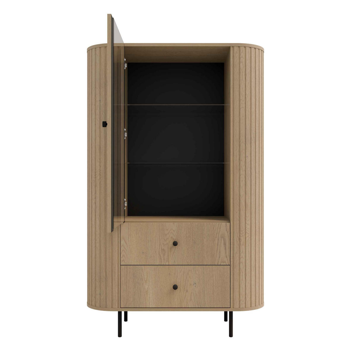 VITRINE BOLLA 155 / 97,4 cm in Eichefarben - Eichefarben, Holzwerkstoff (97.4/155/42.3cm) - MASSENO
